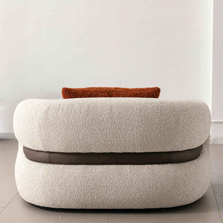 Cream Boucle Fabric 1 Seater Sofa CURLY