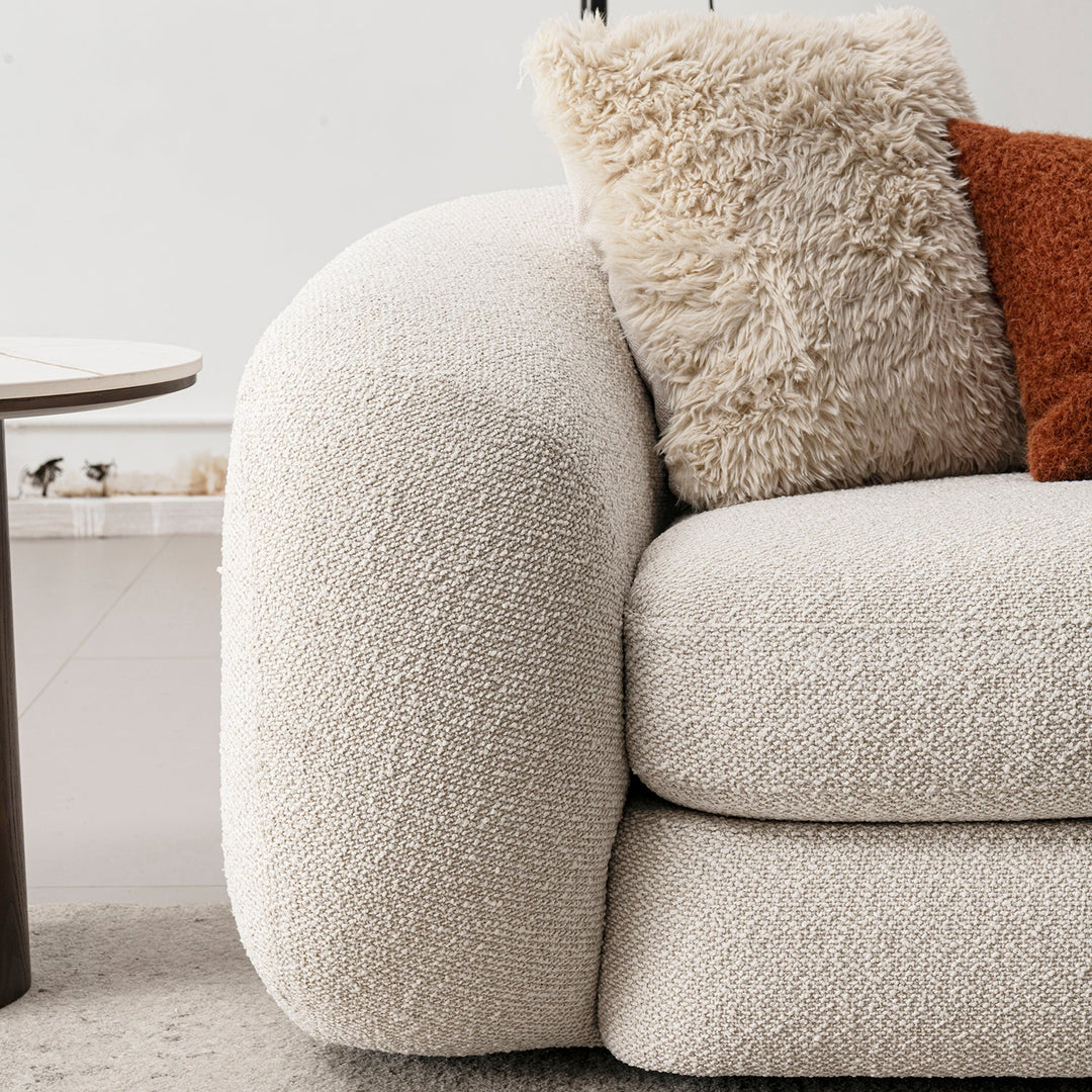 Cream Boucle Fabric 1 Seater Sofa CURLY