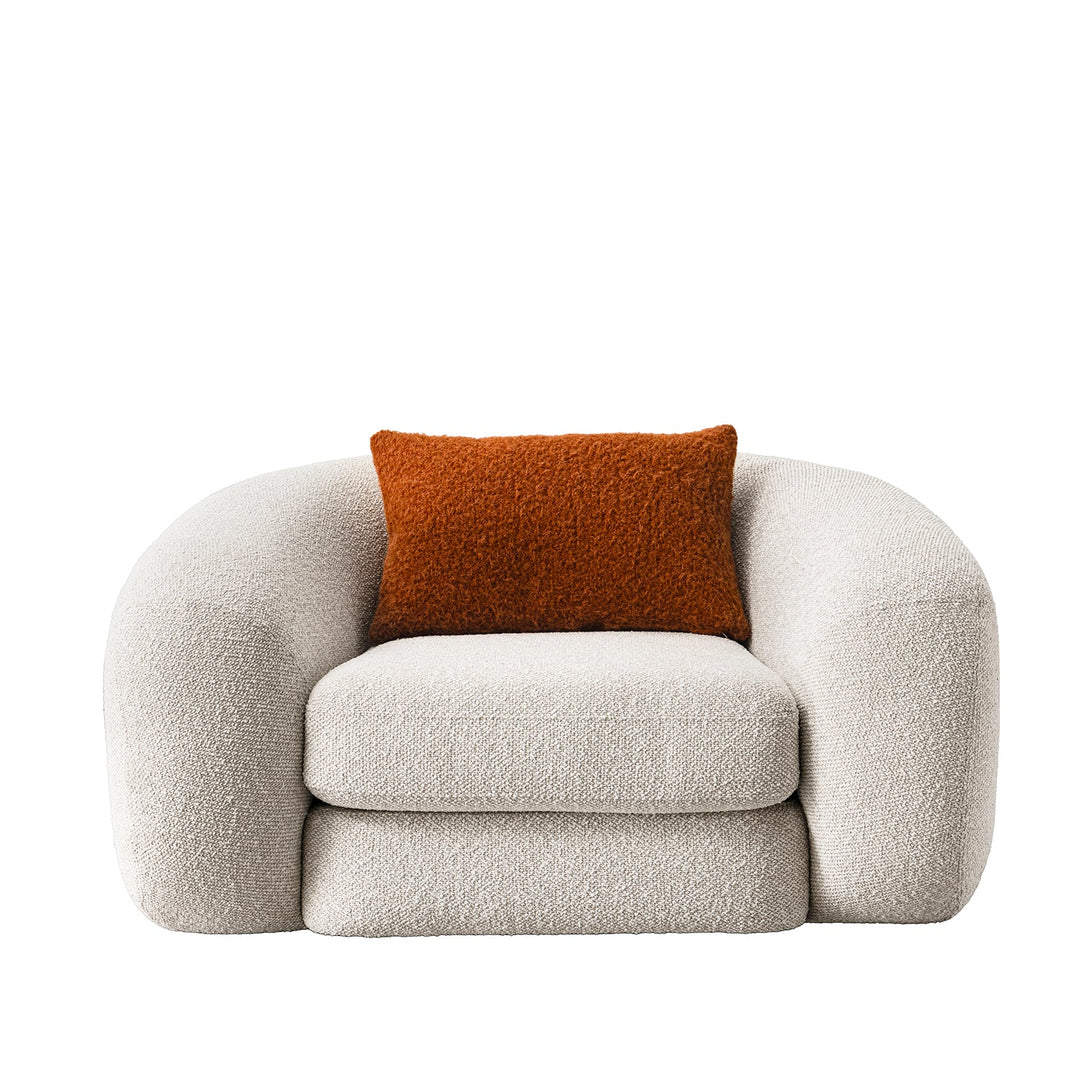 Cream Boucle Fabric 1 Seater Sofa CURLY
