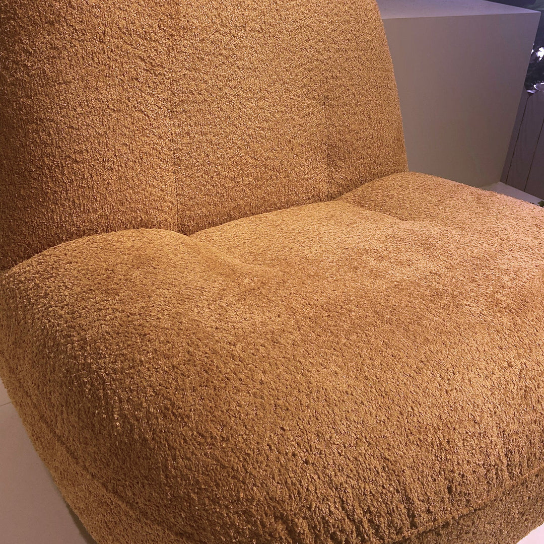 Cream Boucle Fabric 1 Seater Sofa VELORA