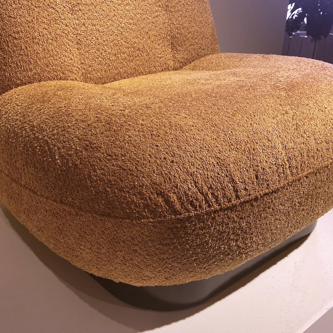 Cream Boucle Fabric 1 Seater Sofa VELORA