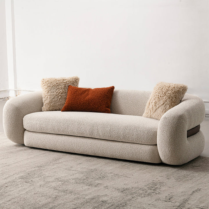 Cream Boucle Fabric 3 Seater Sofa CURLY