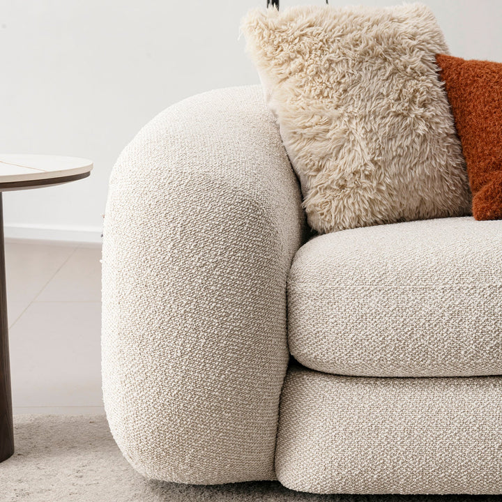 Cream Boucle Fabric 3 Seater Sofa CURLY