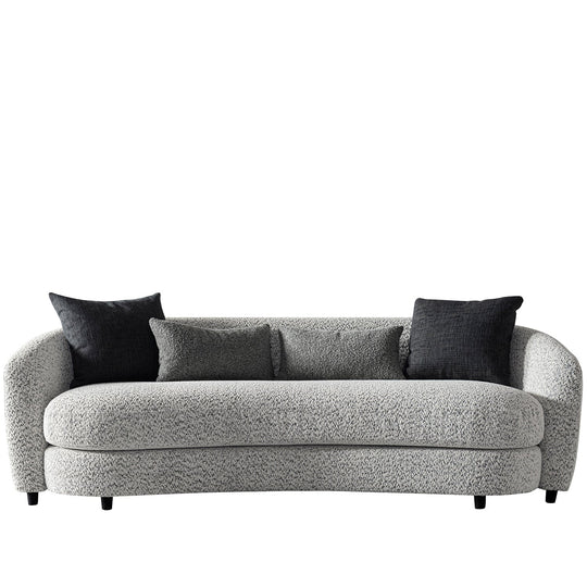 Cream boucle fabric 3 seater sofa nova in white background.