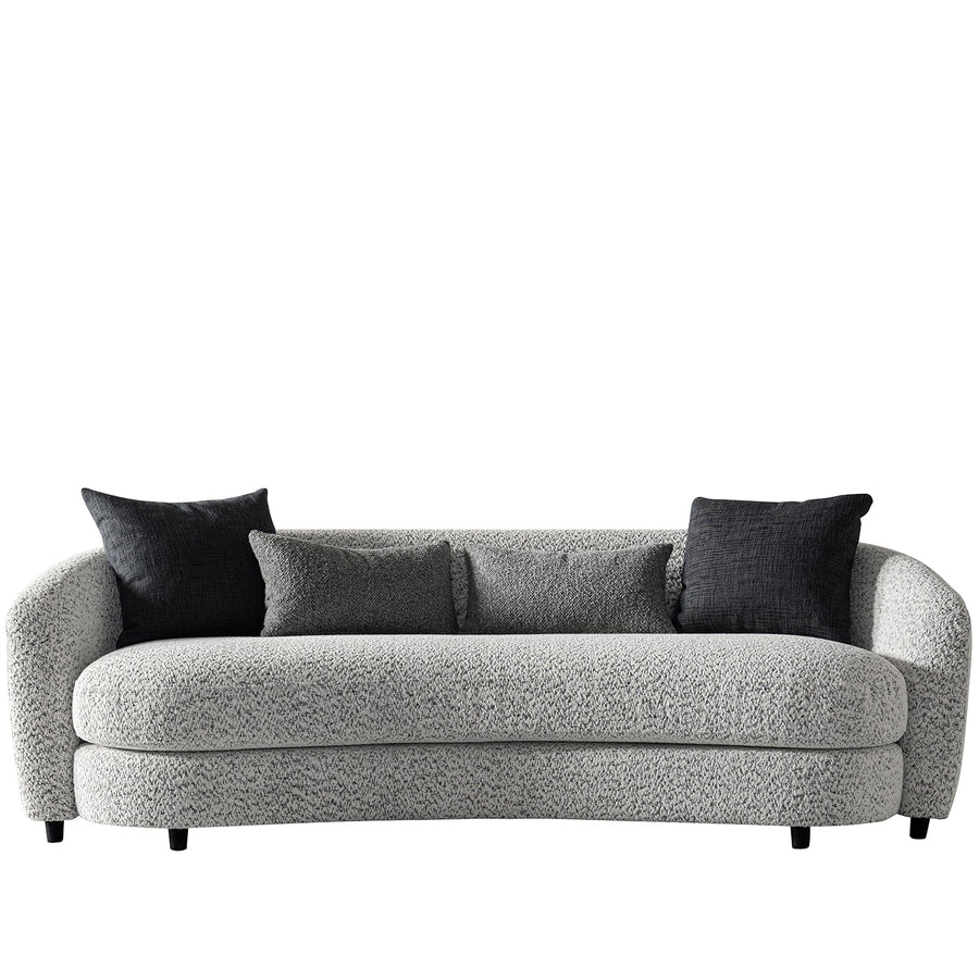 Cream boucle fabric 3 seater sofa nova in white background.