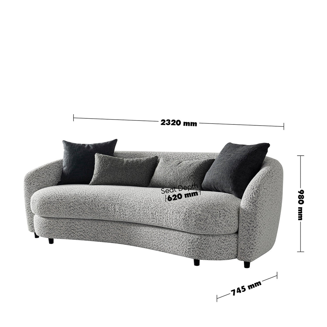 Cream boucle fabric 3 seater sofa nova size charts.