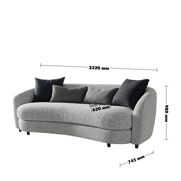 Cream boucle fabric 3 seater sofa nova size charts.