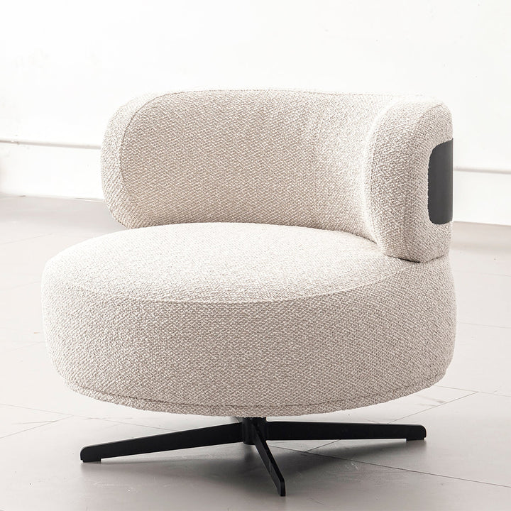 Cream Boucle Fabric Revolving 1 Seater Sofa Chair VUVO
