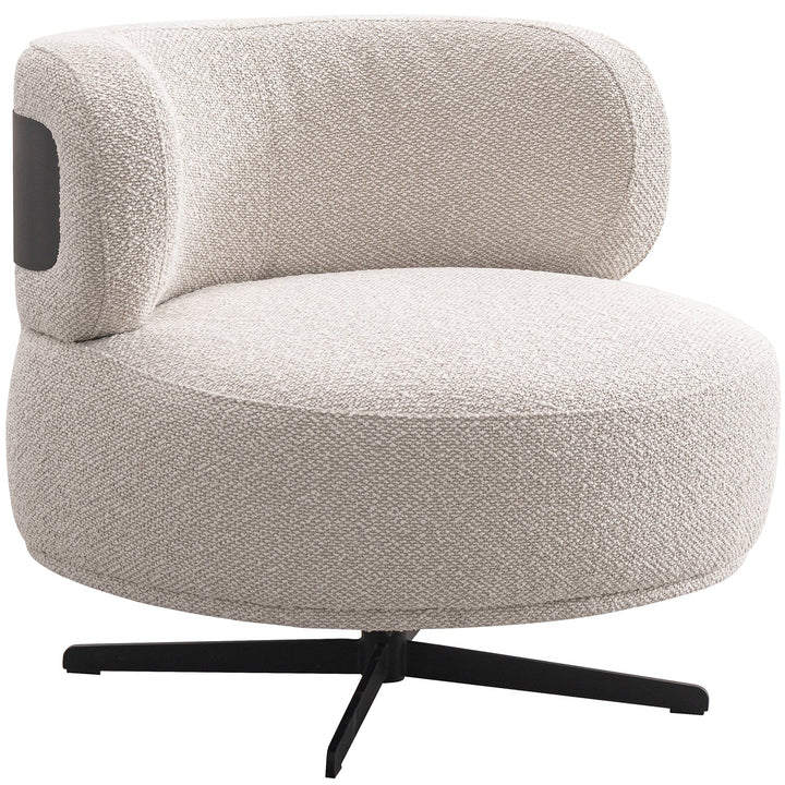 Cream Boucle Fabric Revolving 1 Seater Sofa Chair VUVO