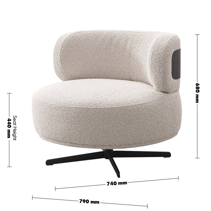 Cream Boucle Fabric Revolving 1 Seater Sofa Chair VUVO