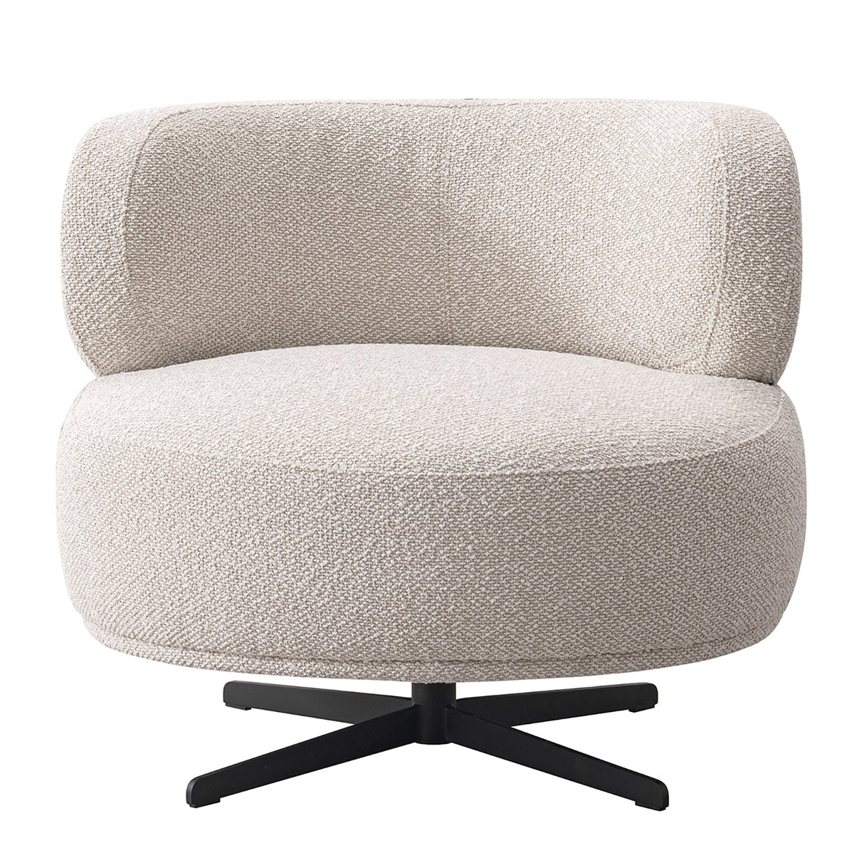 Cream boucle fabric revolving 1 seater sofa chair vuvo material variants.