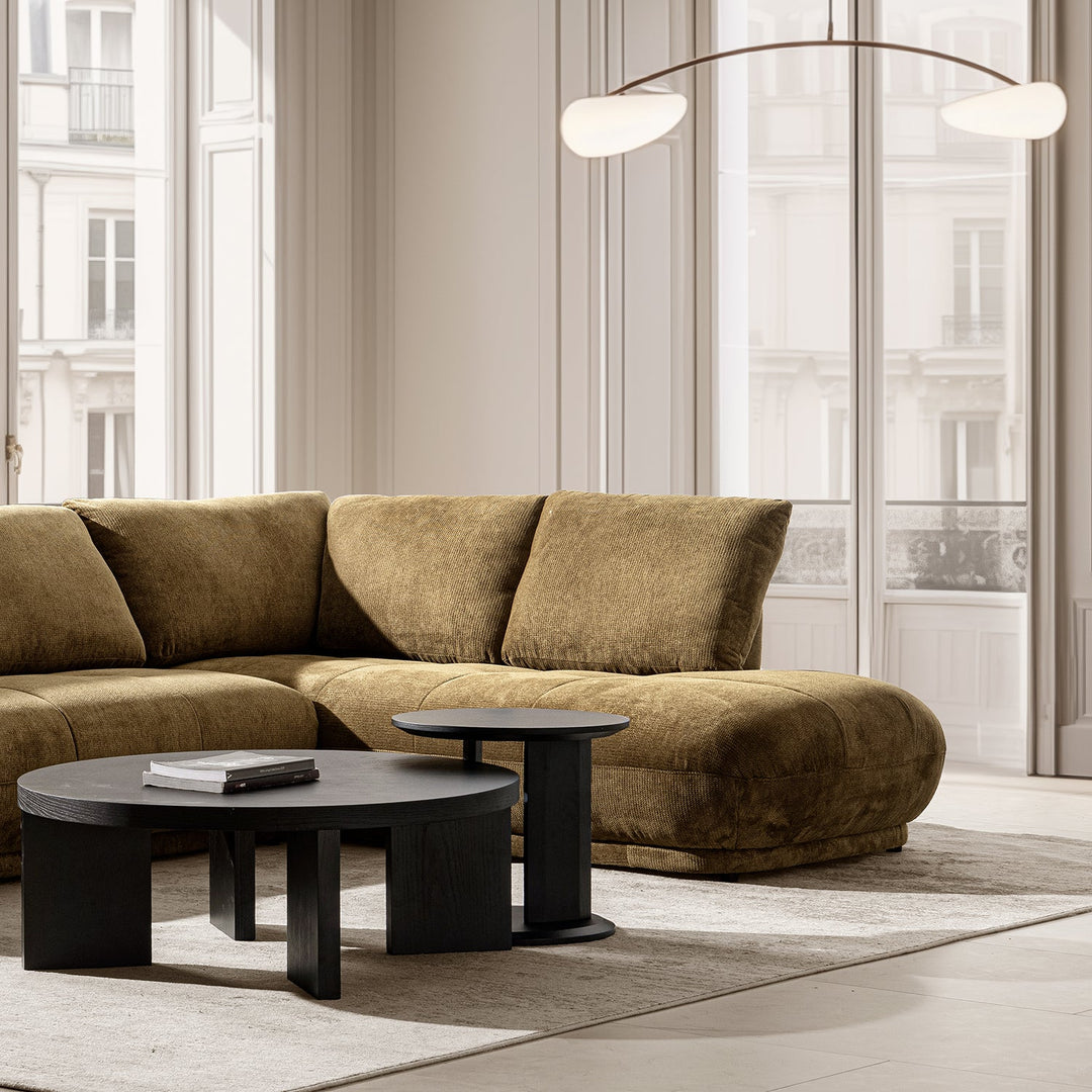 Cream Cotton Fabric Modular Chaise 2 Seater Sofa MOSSY
