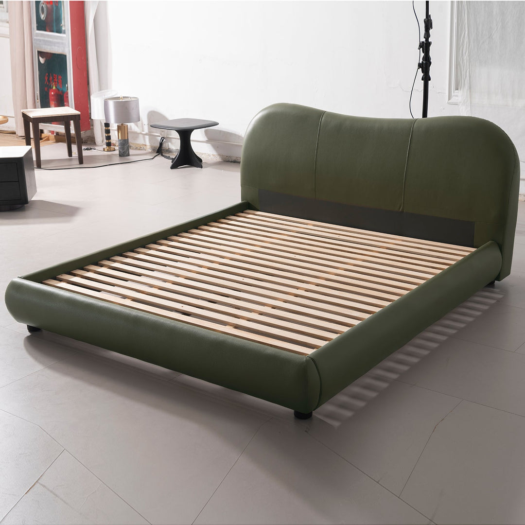 Cream Genuine Leather Bed Frame MOYU