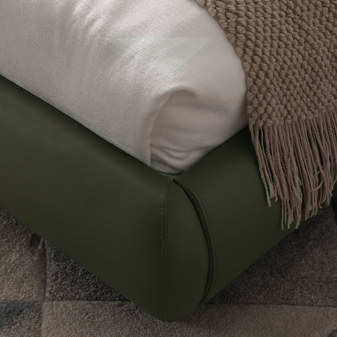 Cream Genuine Leather Bed Frame MOYU