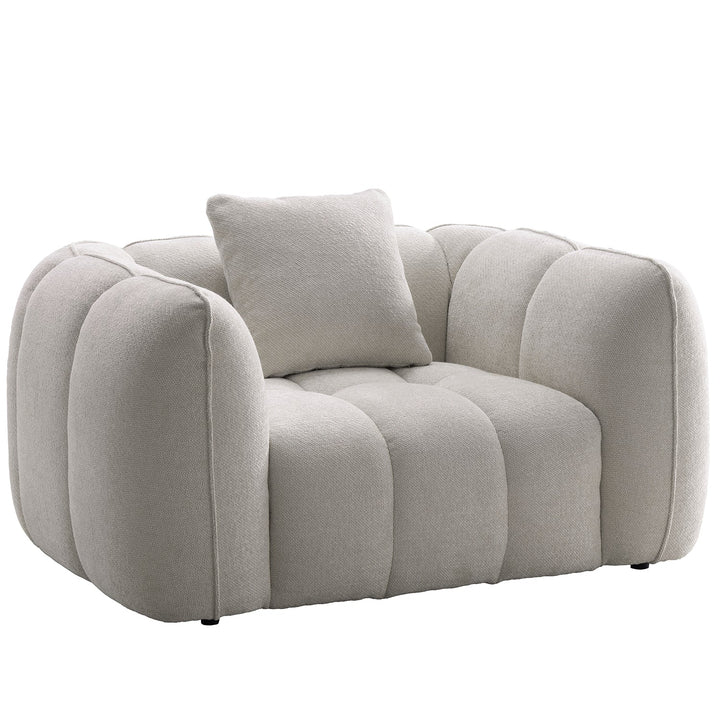 Cream Mixed Weave Fabric 1 Seater Sofa PUDDY