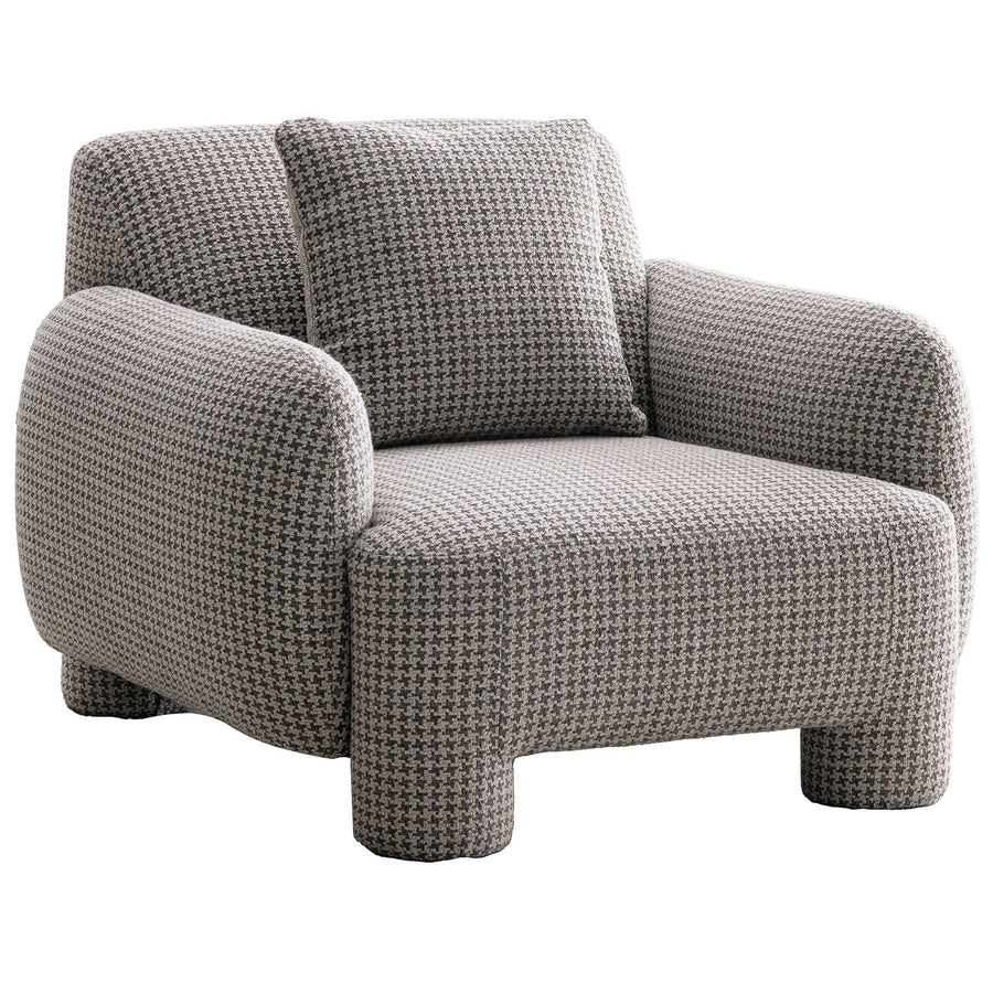 Cream mixed weave fabric 1 seater sofa syra in white background.