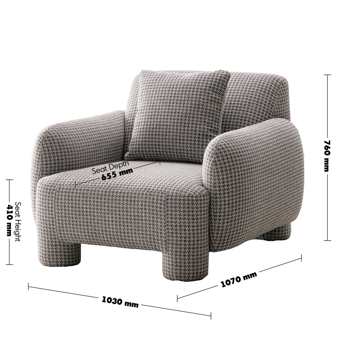 Cream Mixed Weave Fabric 1 Seater Sofa SYRA