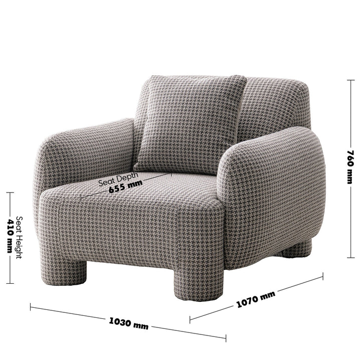 Cream Mixed Weave Fabric 1 Seater Sofa SYRA