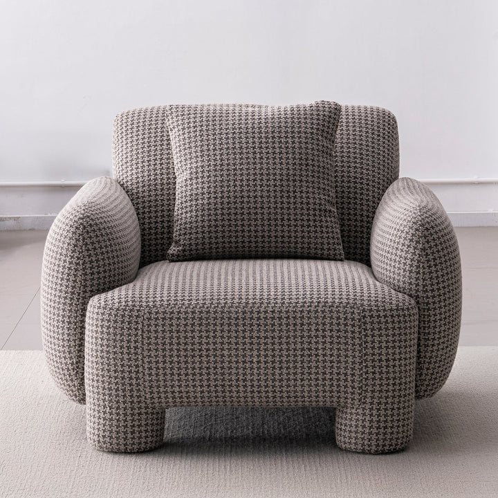 Cream Mixed Weave Fabric 1 Seater Sofa SYRA