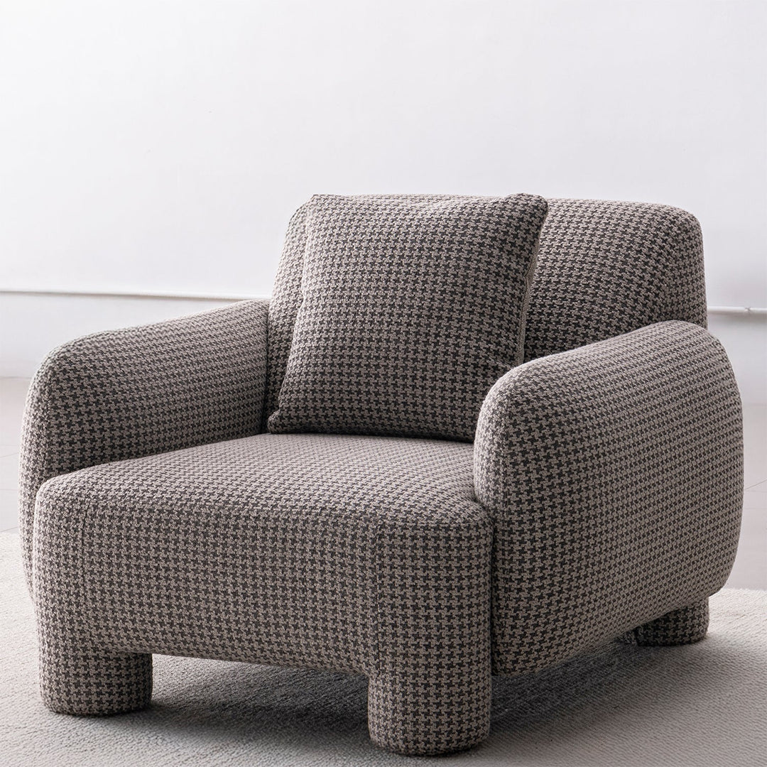 Cream Mixed Weave Fabric 1 Seater Sofa SYRA