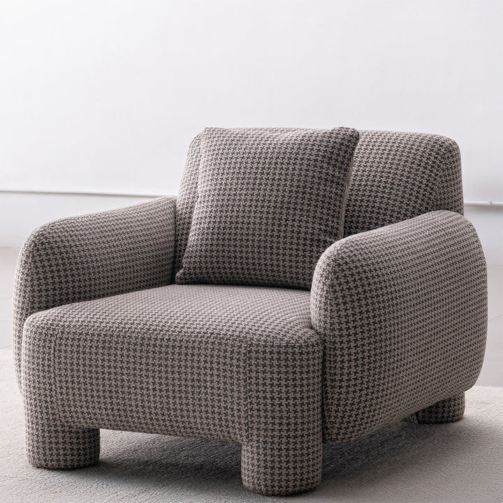 Cream Mixed Weave Fabric 1 Seater Sofa SYRA