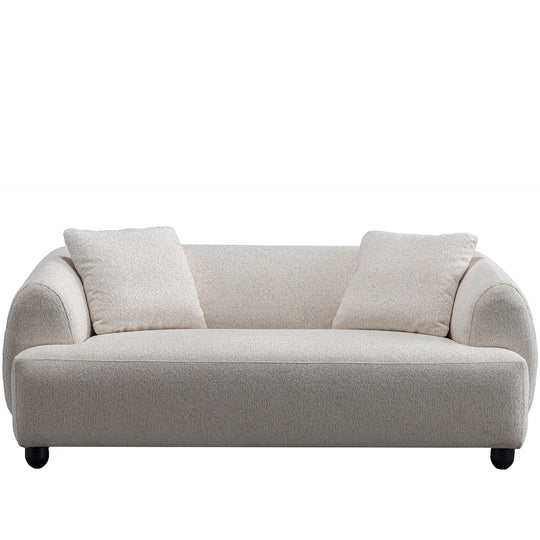 Cream mixed weave fabric 2 seater sofa puffy in white background.