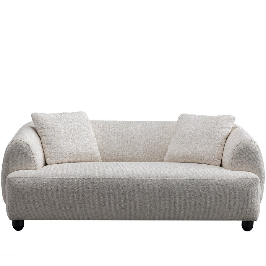 Cream mixed weave fabric 2 seater sofa puffy in white background.