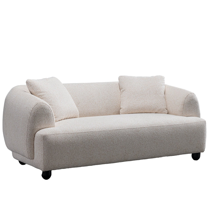 Cream mixed weave fabric 2 seater sofa puffy in real life style.