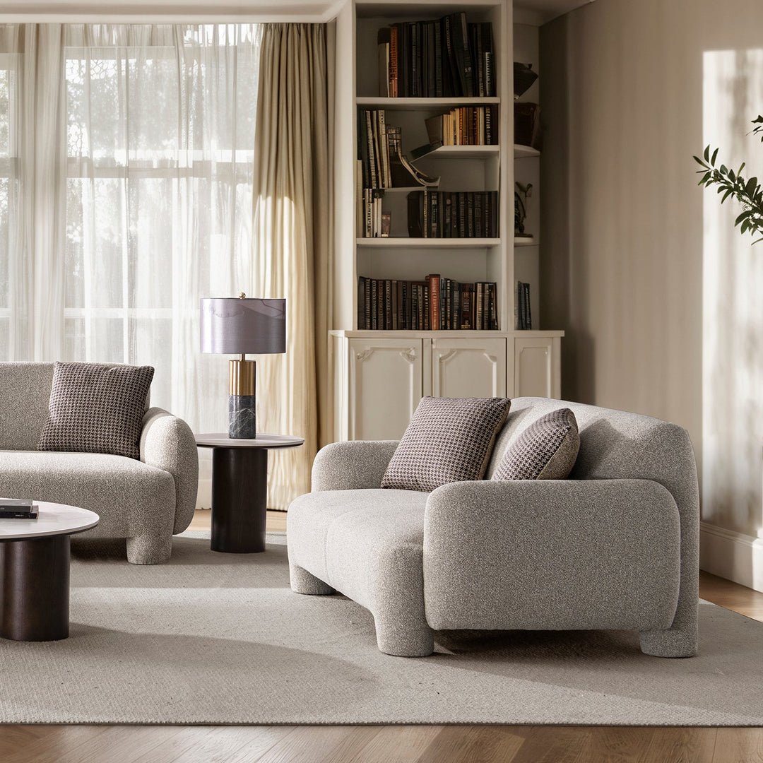 Cream Mixed Weave Fabric 2 Seater Sofa SYRA