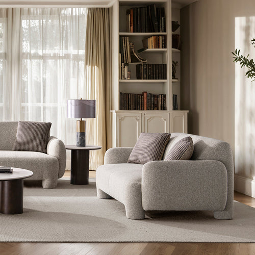 Cream Mixed Weave Fabric 2 Seater Sofa SYRA Good to Know Preview-1