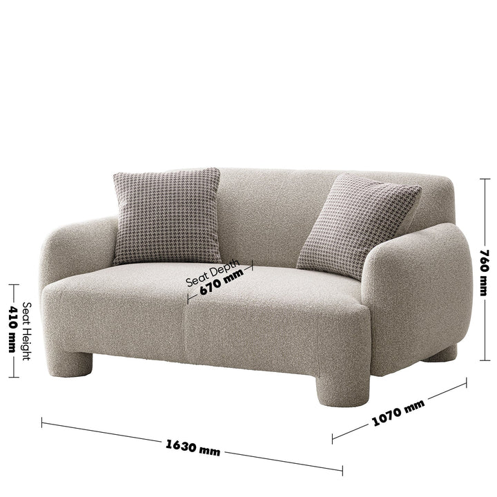 Cream Mixed Weave Fabric 2 Seater Sofa SYRA