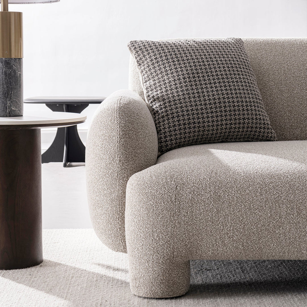 Cream Mixed Weave Fabric 2 Seater Sofa SYRA