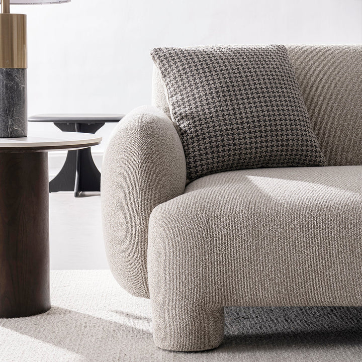 Cream Mixed Weave Fabric 2 Seater Sofa SYRA