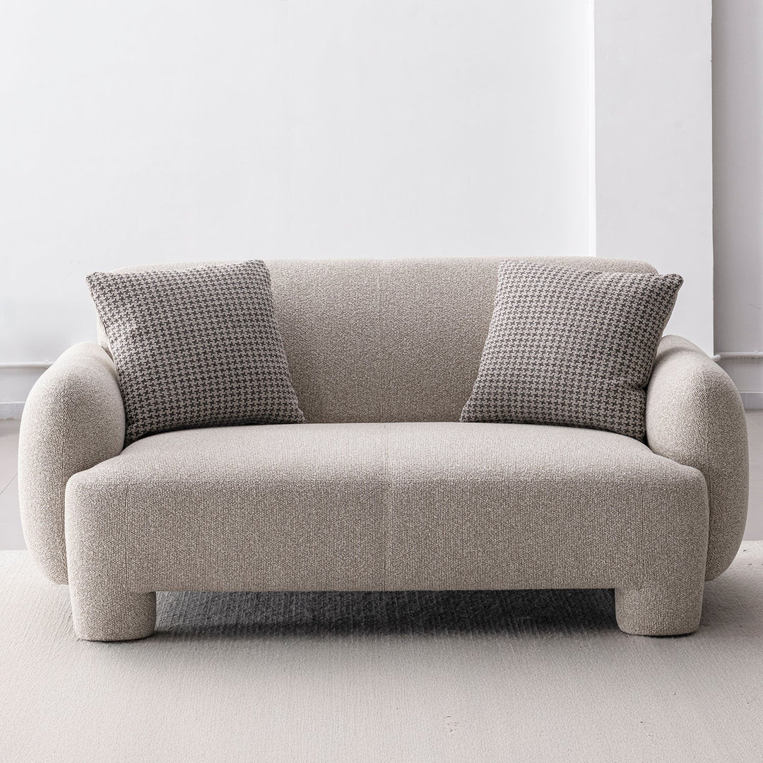 Cream Mixed Weave Fabric 2 Seater Sofa SYRA