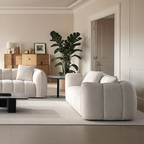 Cream Mixed Weave Fabric 3 Seater Sofa PUDDY Good to Know Preview-1