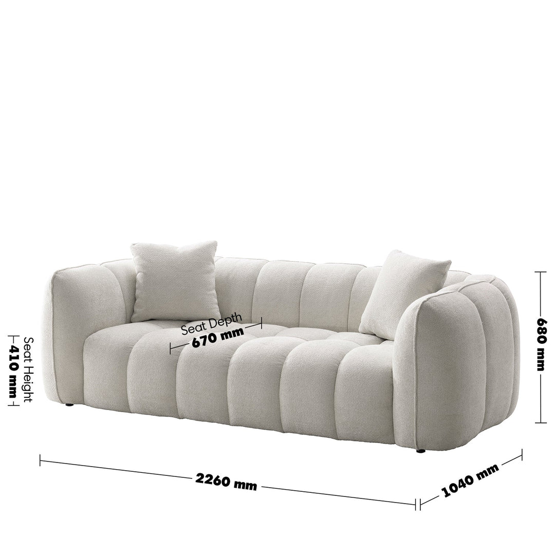 Cream Mixed Weave Fabric 3 Seater Sofa PUDDY