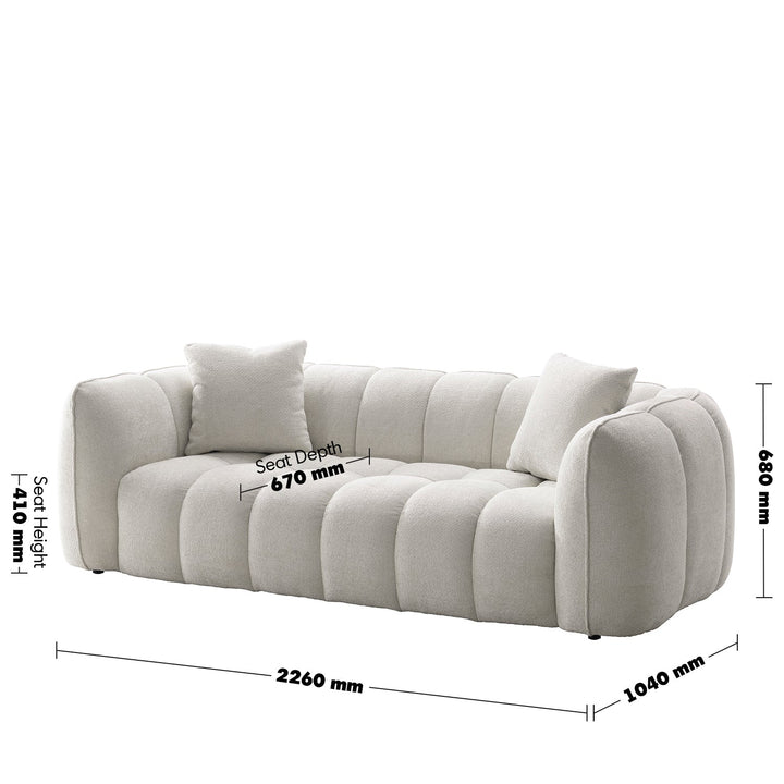 Cream Mixed Weave Fabric 3 Seater Sofa PUDDY