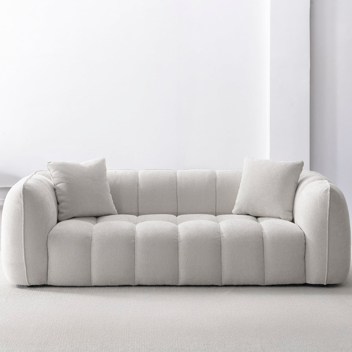 Cream mixed weave fabric 3 seater sofa puddy material variants.