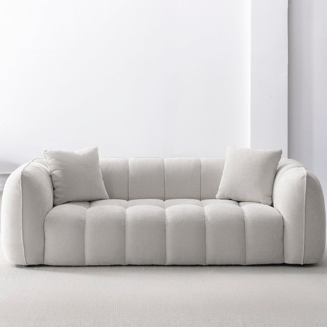 Cream mixed weave fabric 3 seater sofa puddy material variants.