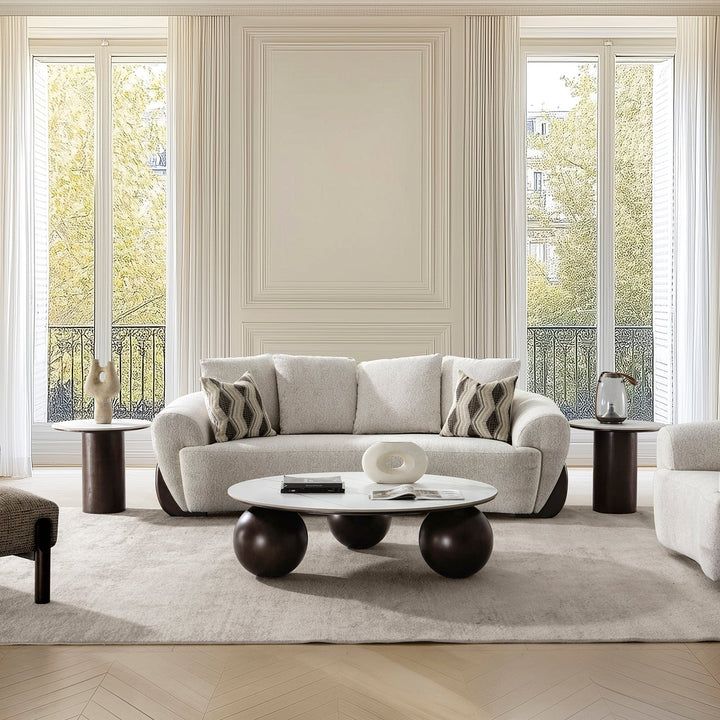 Cream Mixed Weave Fabric 3 Seater Sofa SWOOP