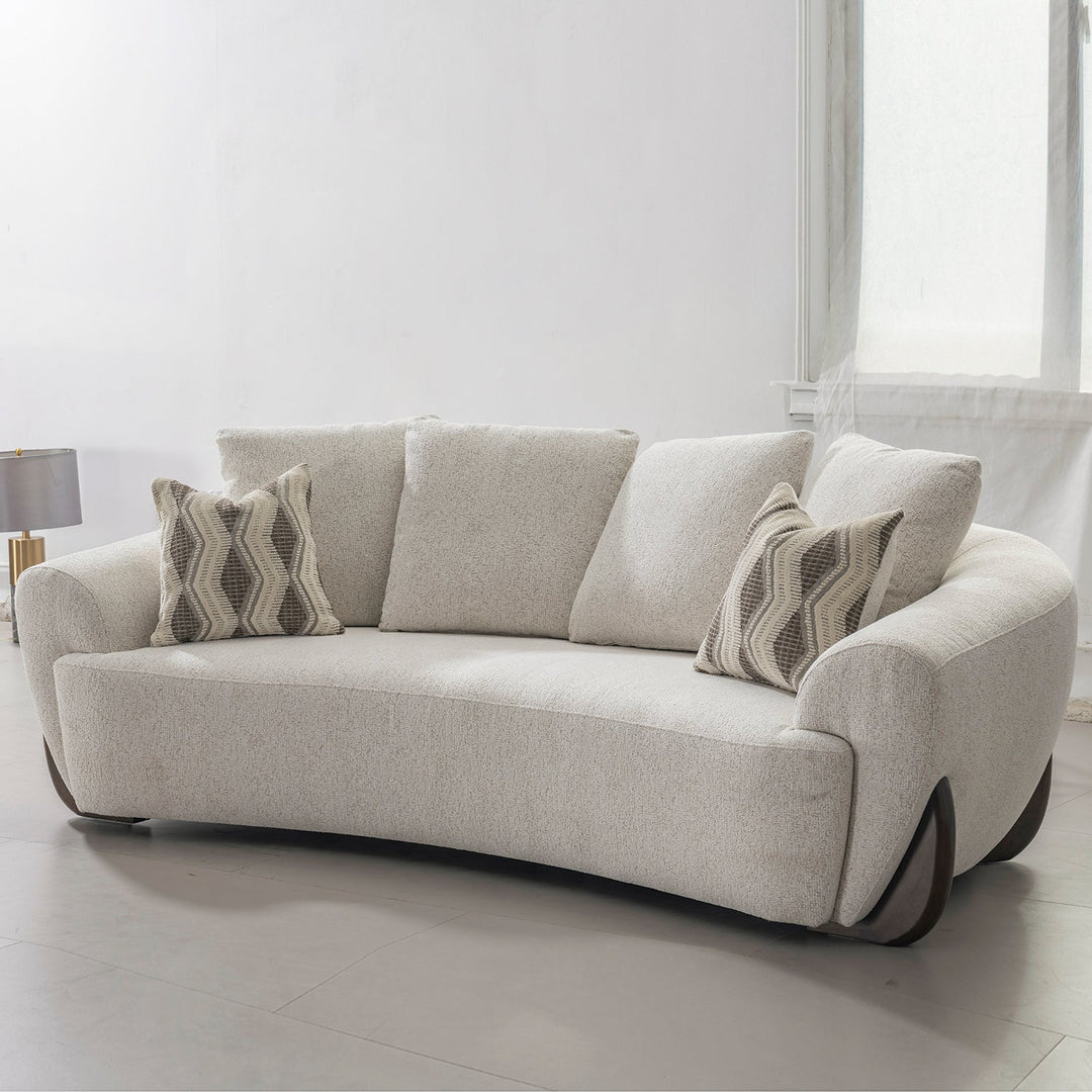 Cream Mixed Weave Fabric 3 Seater Sofa SWOOP