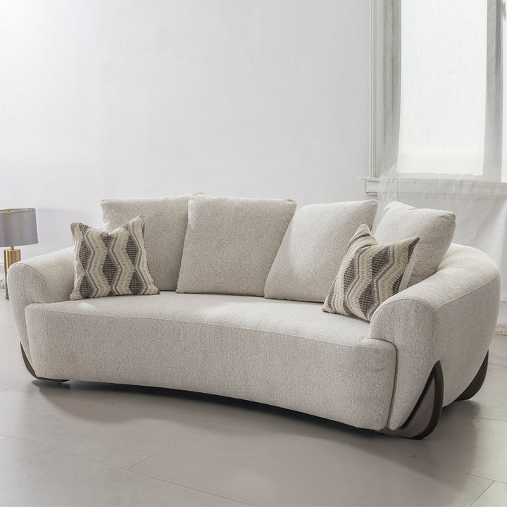 Cream Mixed Weave Fabric 3 Seater Sofa SWOOP