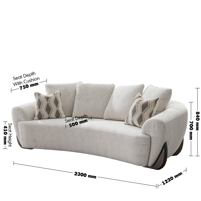 Cream Mixed Weave Fabric 3 Seater Sofa SWOOP Size Chart