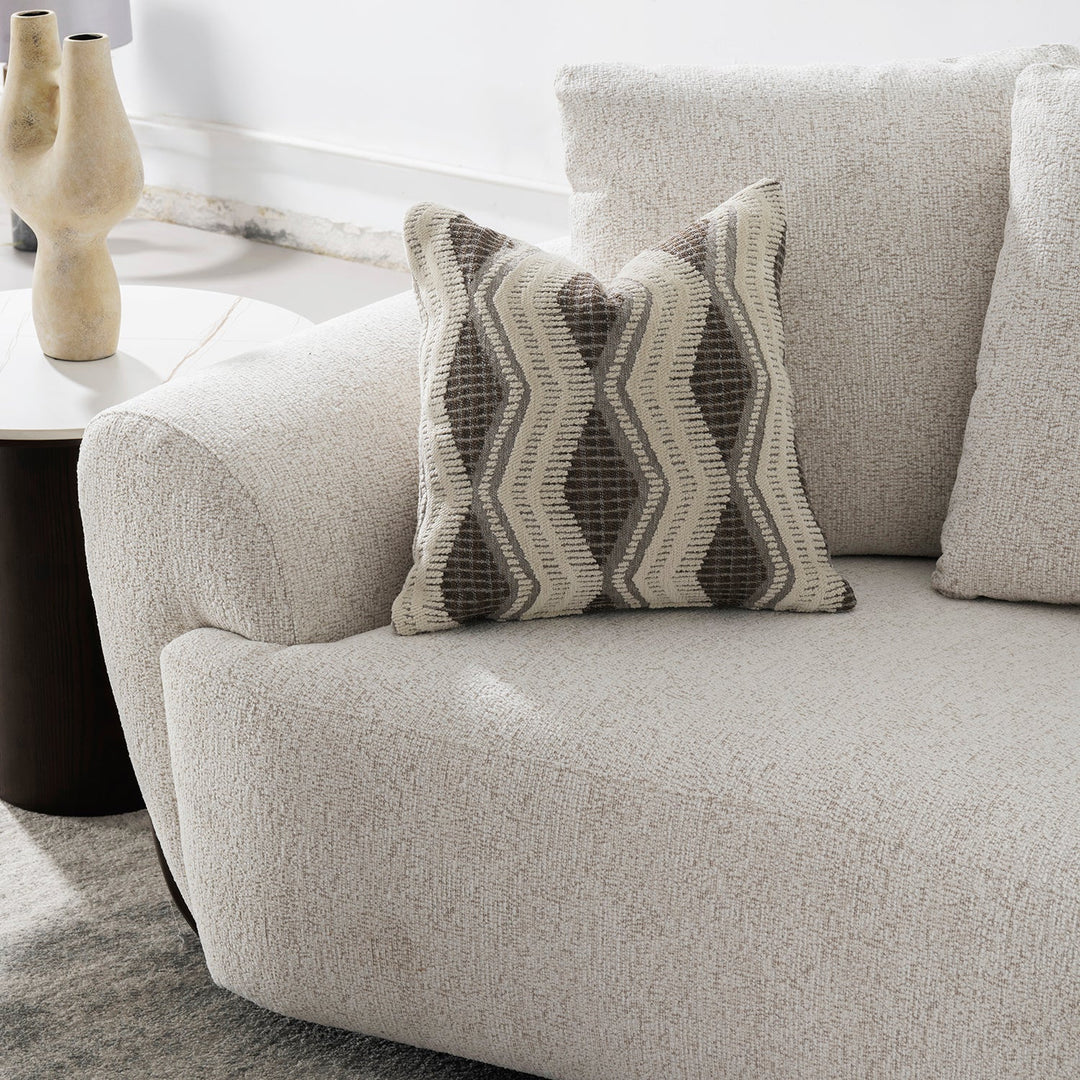 Cream Mixed Weave Fabric 3 Seater Sofa SWOOP