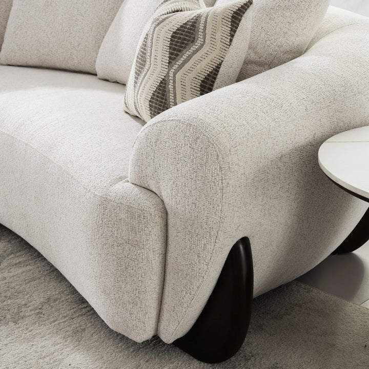 Cream Mixed Weave Fabric 3 Seater Sofa SWOOP