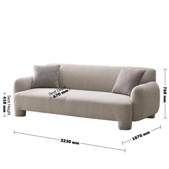 Cream Mixed Weave Fabric 3 Seater Sofa SYRA