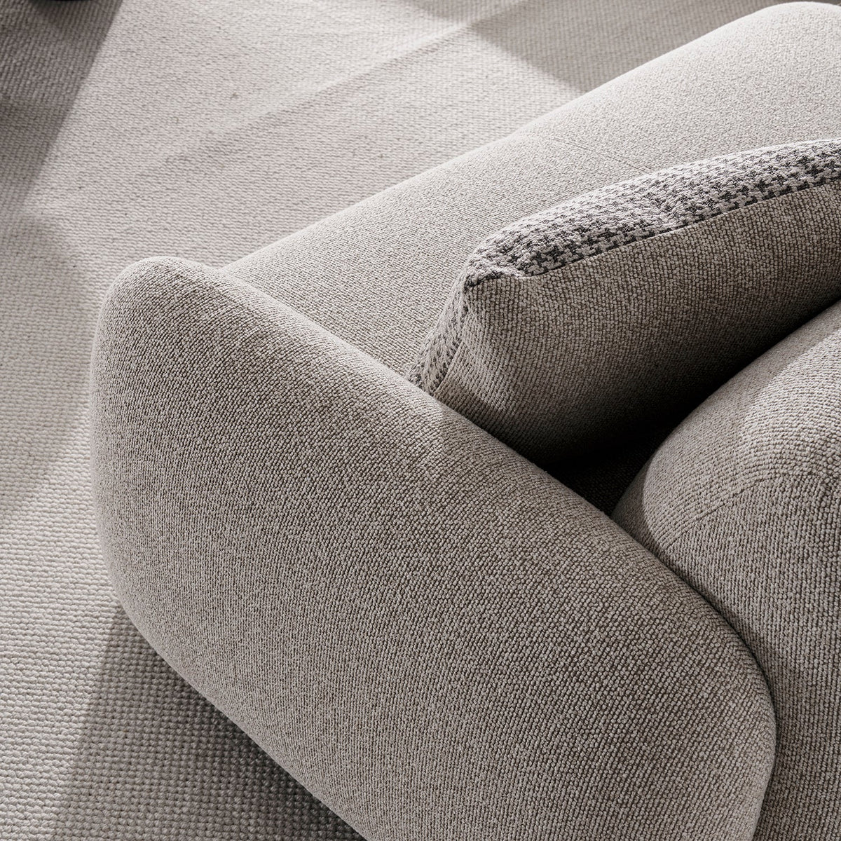 Cream mixed weave fabric 3 seater sofa syra with context.