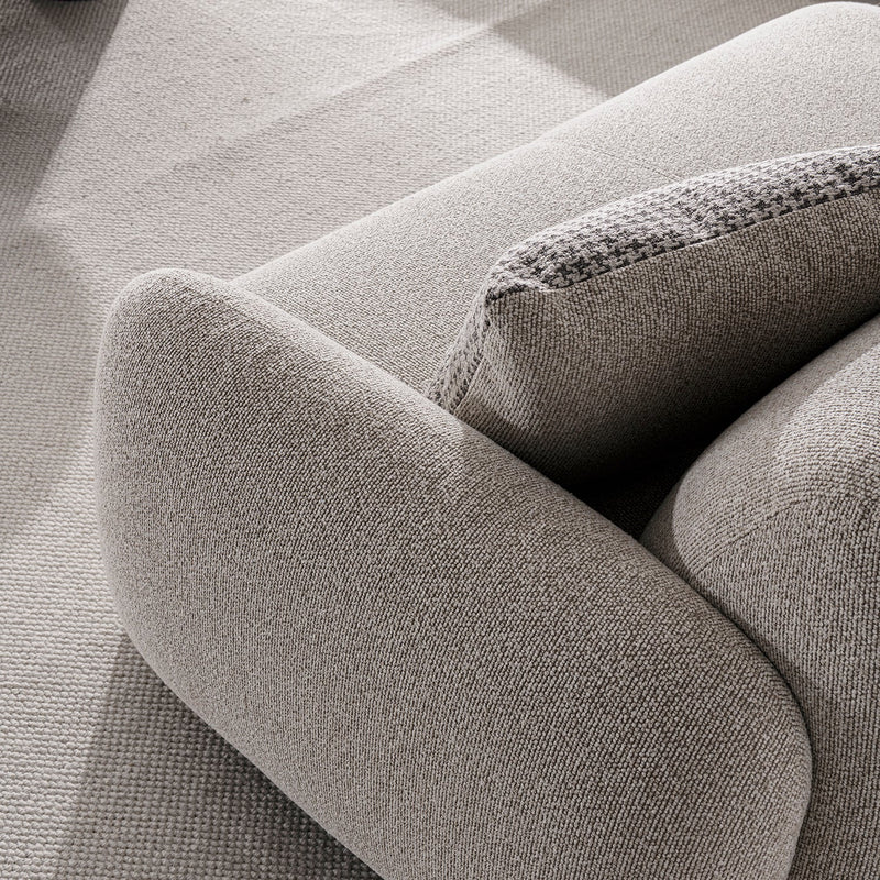 Cream mixed weave fabric 3 seater sofa syra with context.