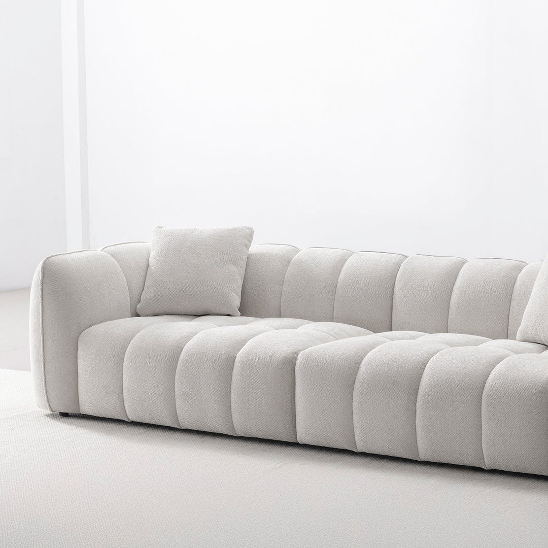 Cream Mixed Weave Fabric 4 Seater Sofa PUDDY