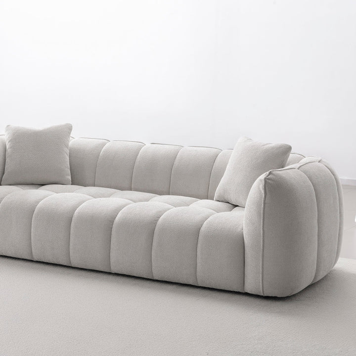 Cream Mixed Weave Fabric 4 Seater Sofa PUDDY